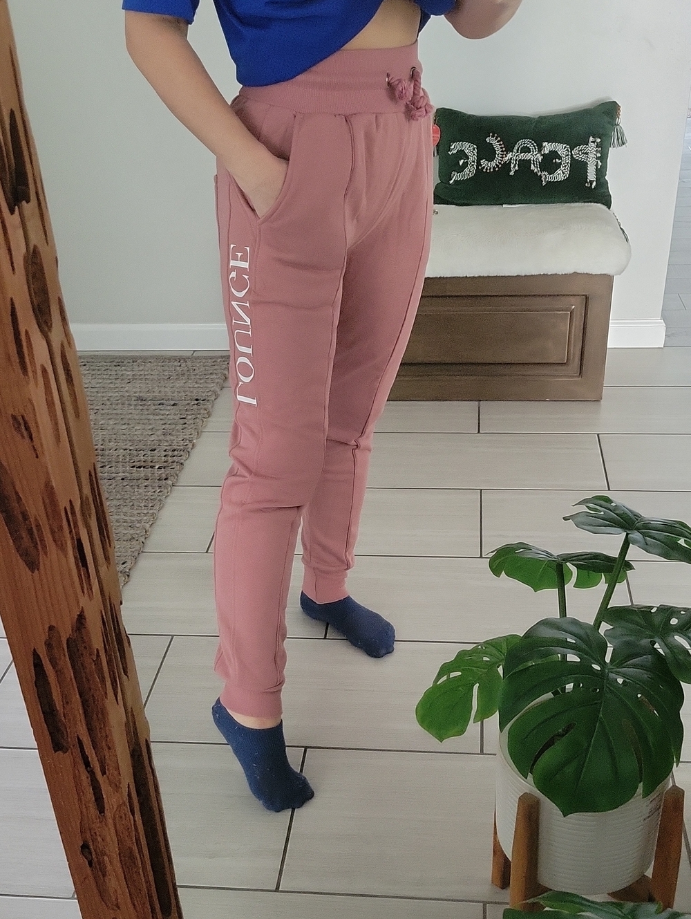 T.J.Maxx Mauve Drawcord Jogger Pants with Side Pocket Logo